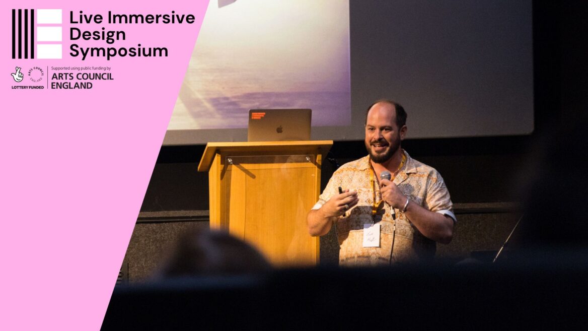 Tom Maller presenting at the Live Immersive Design Symposium in October 2023