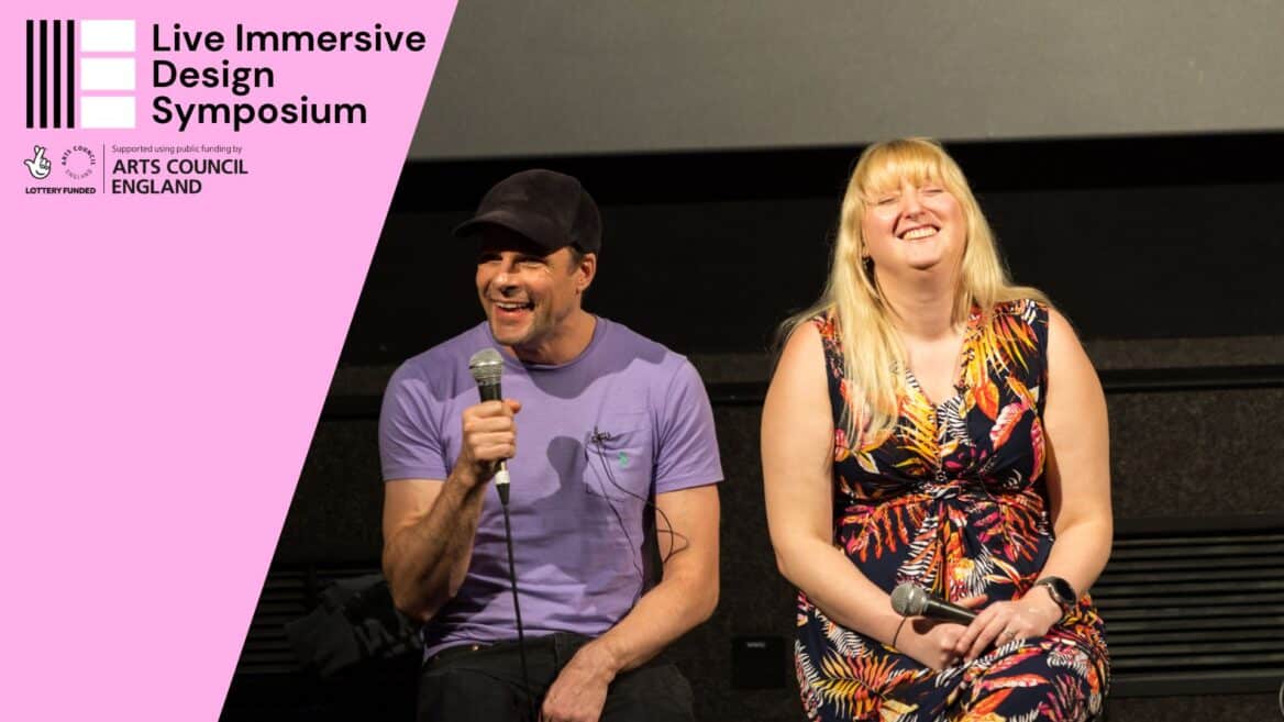 Willoh Osmond and Becky Campbell-Ladley presenting at the Live Immersive Design Symposium in October 2023.