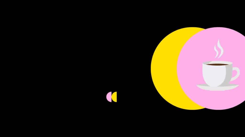 Colourful abstract design with coffee cup