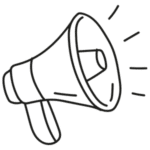 Outline of a megaphone with sound